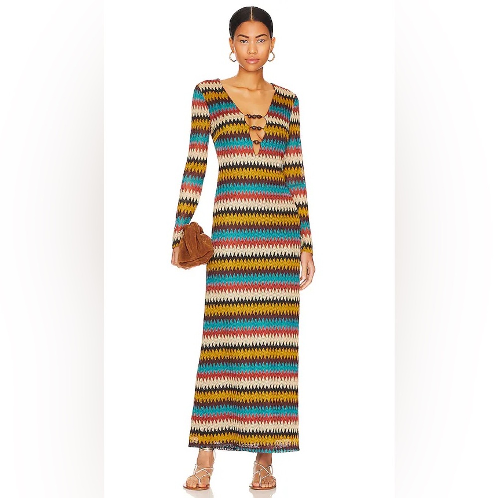 House of Harlow 1960 Orange and Blue Ribbed Sheath Dress
